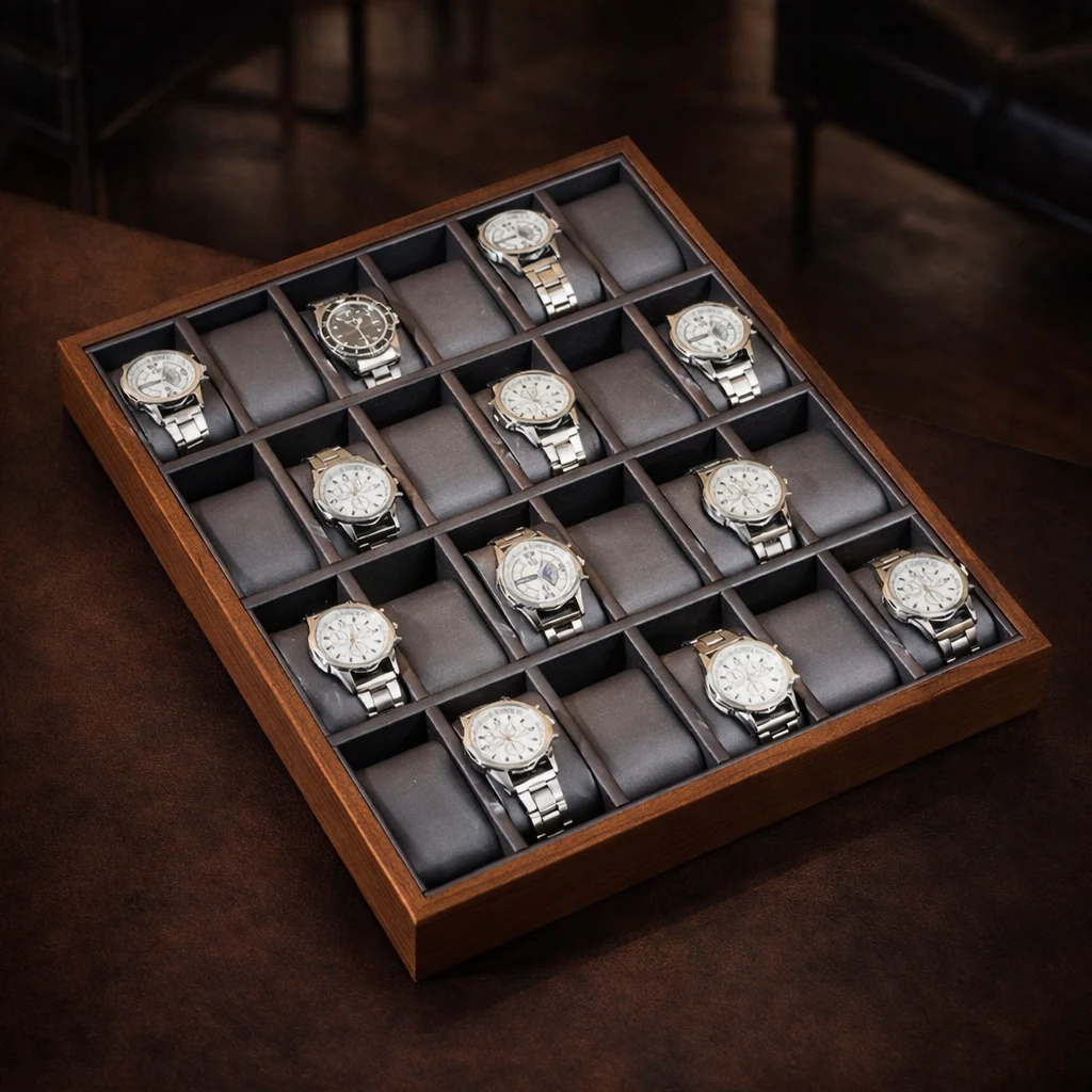 Stackable watch display trays for retail safes