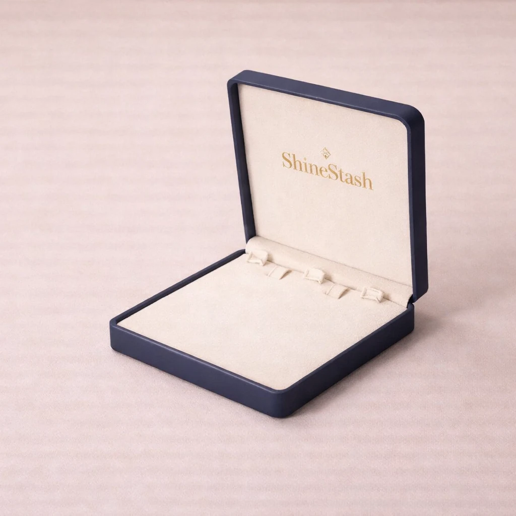 shinestash navy necklace jewelry box anti tangle insert open