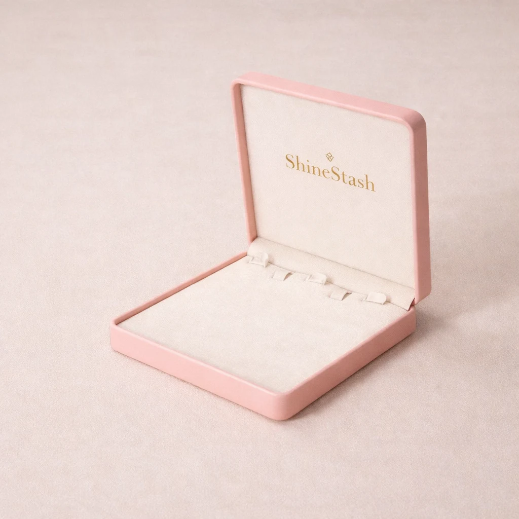 shinestash pink necklace jewelry box anti tangle insert open