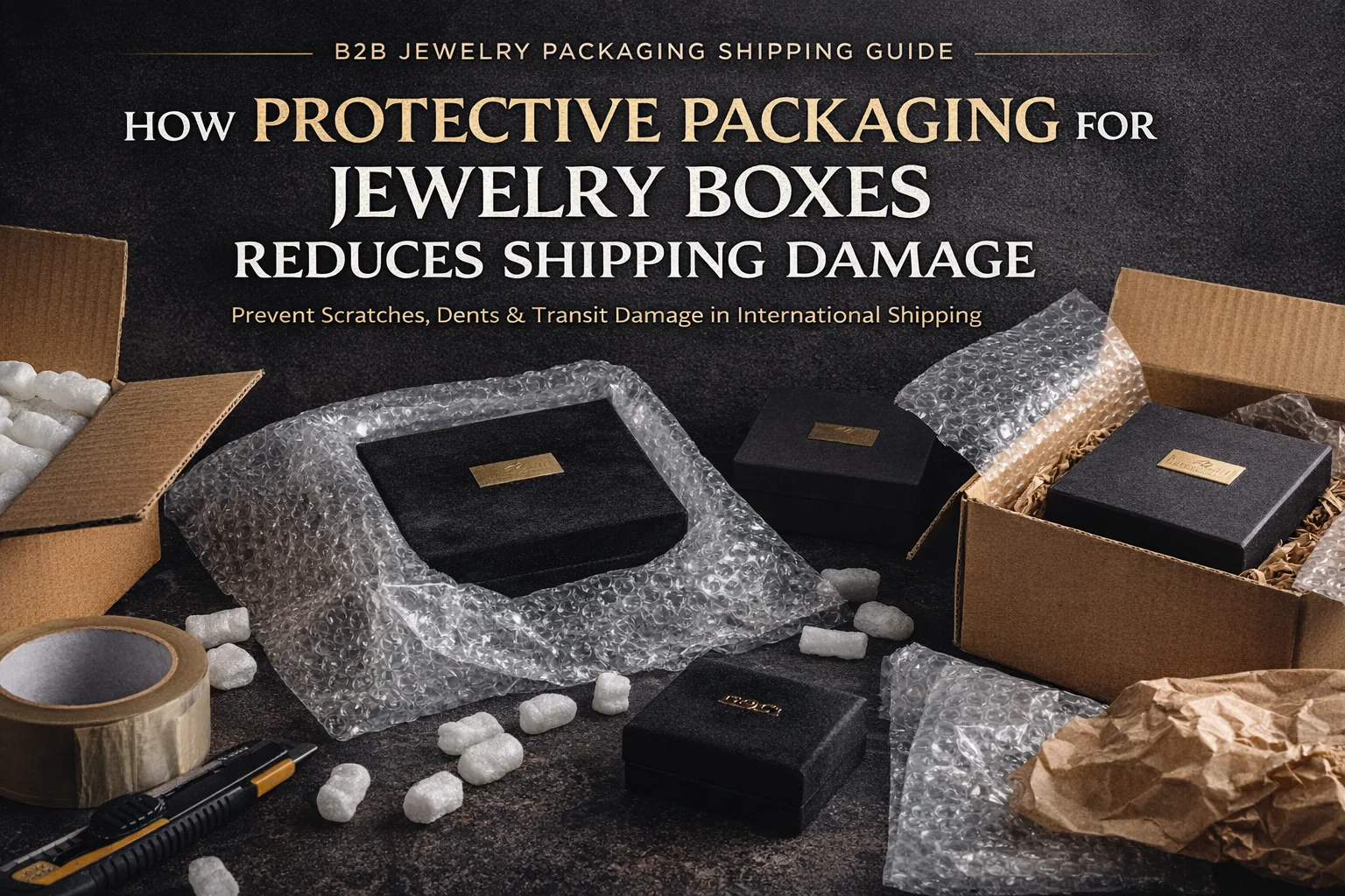 Protective packaging for jewelry boxes to reduce scratches dents and transit damage in international shipping