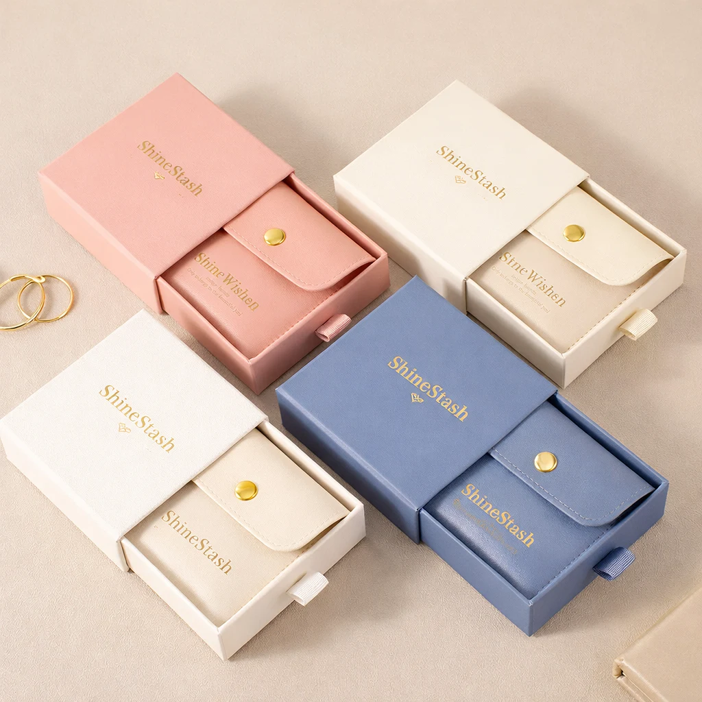 Custom Jewelry Pouches Wholesale | Logo Pouch Supplier Envelope jewelry pouches in coordinated retail packaging sets