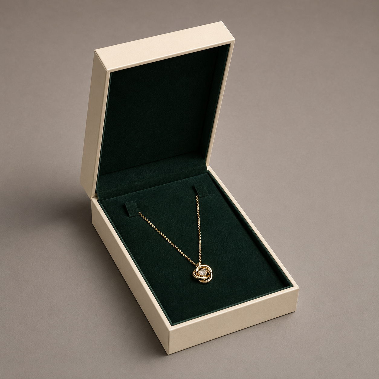 Necklace gift box with controlled chain routing